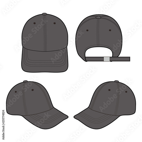 Baseball Cap fashion flat vector  illustration mockup design