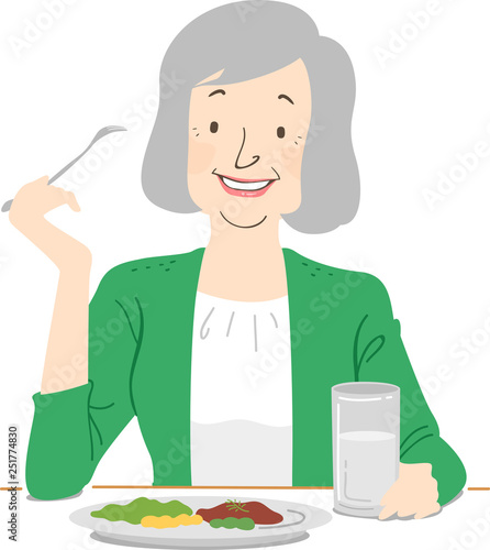 Senior Woman Eat Healthy Il...
