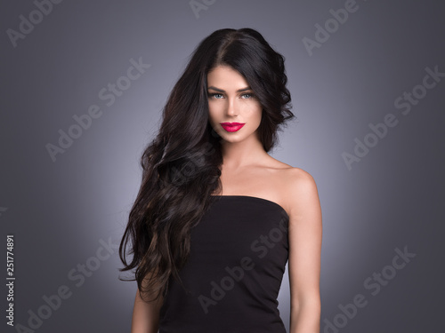 Beautiful hair woman long hairstyle brunette female young healthy hair beauty model