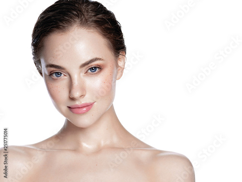 Skin care woman face with healthy beauty skin face closeup cosmetic age concept © Utkamandarinka