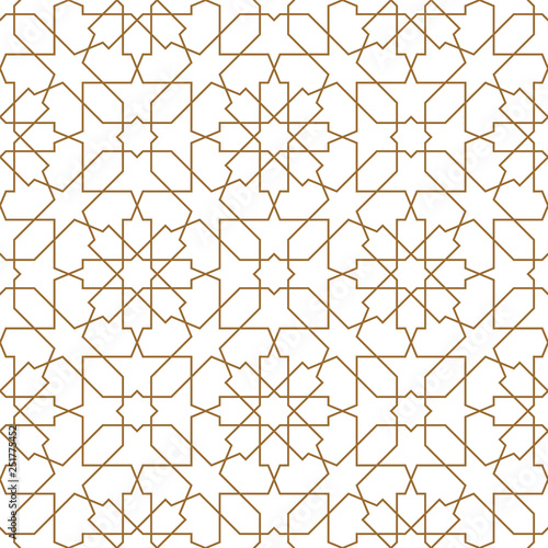 Seamless arabic geometric ornament in golden color. photo