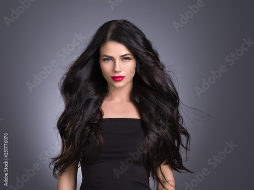 Beautiful hair woman long hairstyle brunette female young healthy hair beauty model