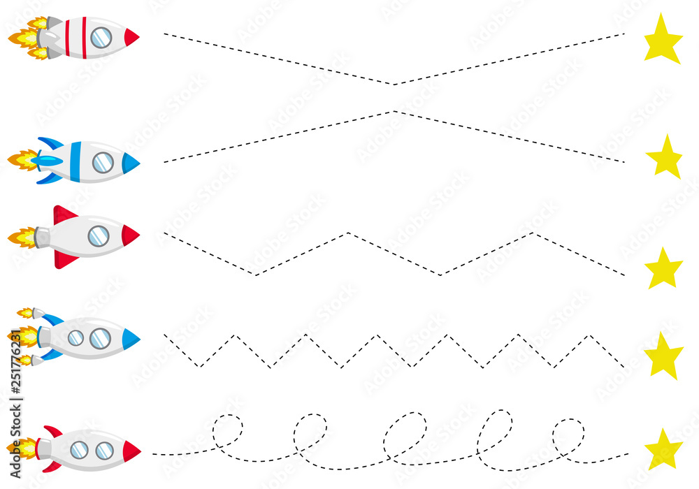 Trace line worksheet for kids, practicing fine motor skills. Help ...