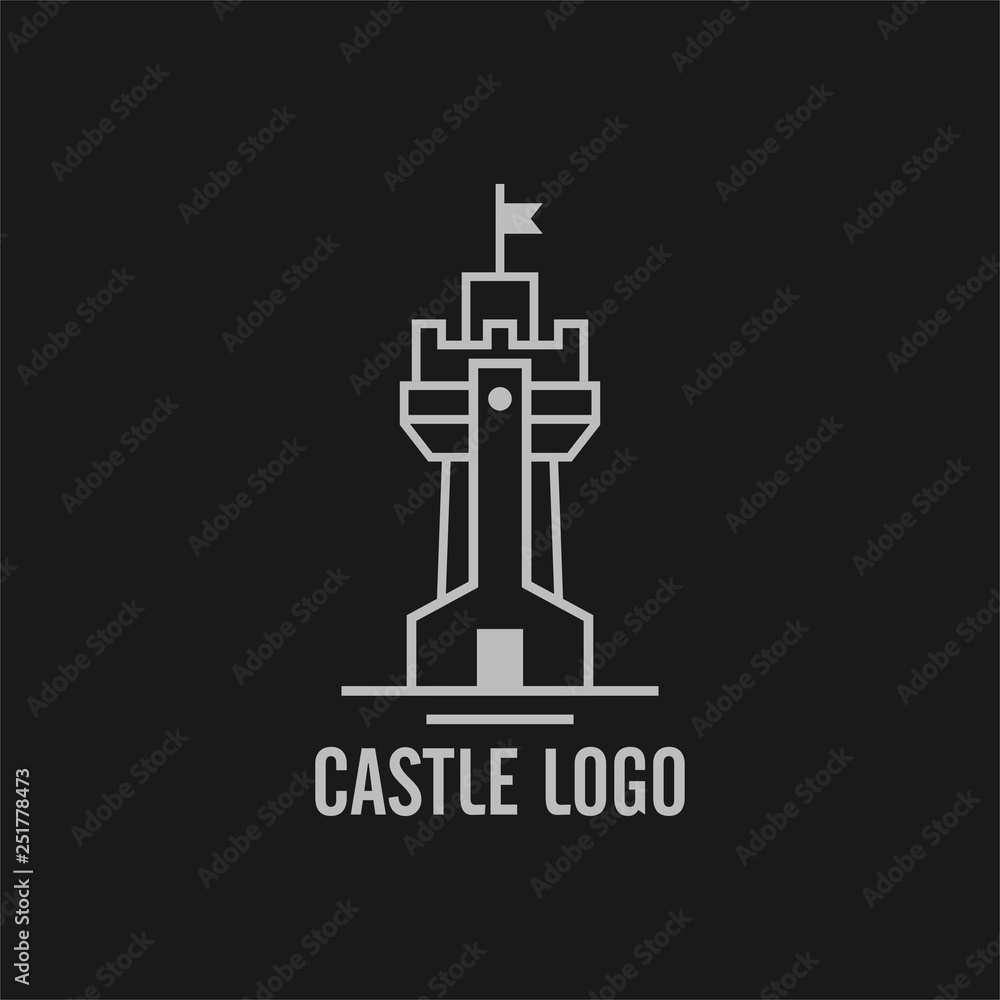 Modern Castle Logo in Line Style