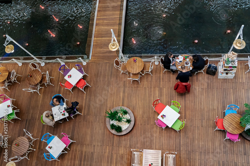 top view of a cafe with people
