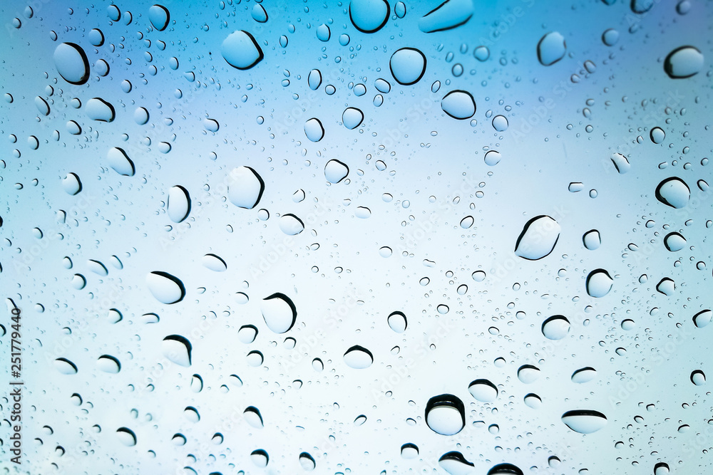 Water or rain in front of mirror of car.