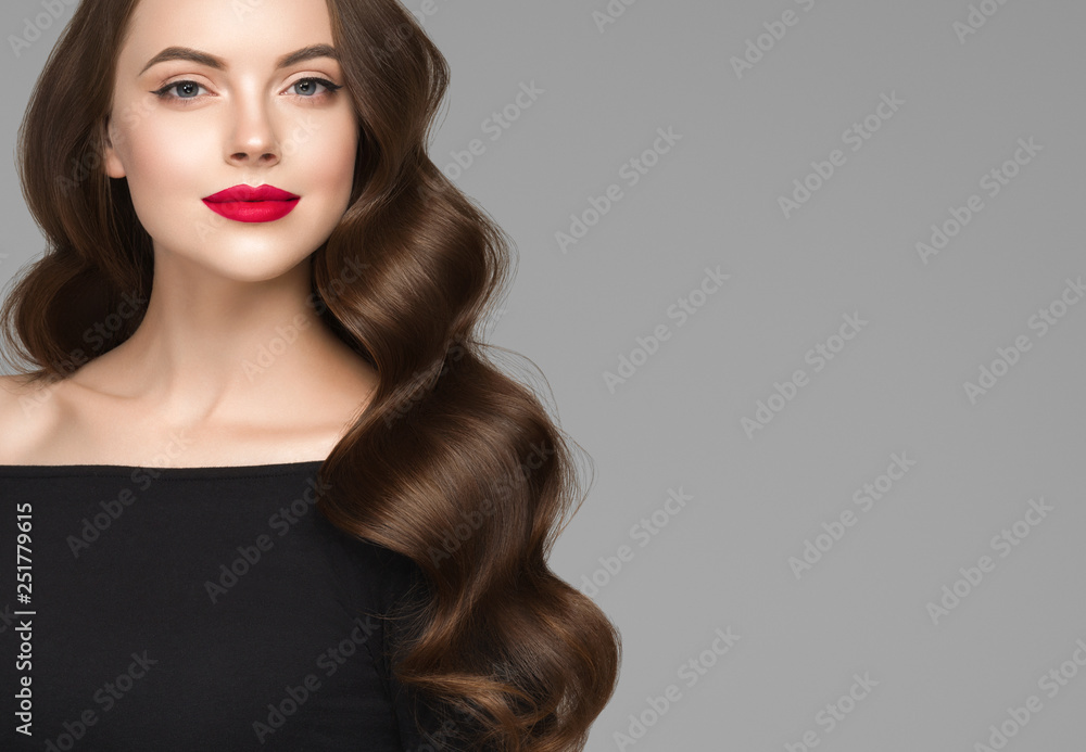 Beautiful hair woman long brunette hairsstyle healthy skin Beautiful hair woman long brunette hairsstyle healthy skin
