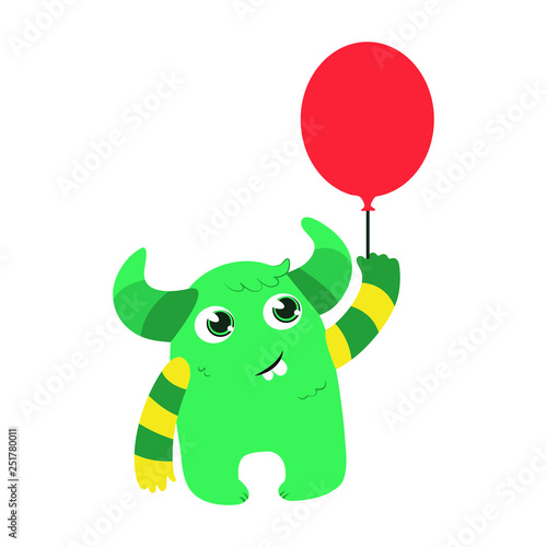 Cute monster with balloons
