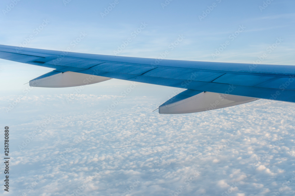 Fototapeta premium Plane wings are in the atmosphere