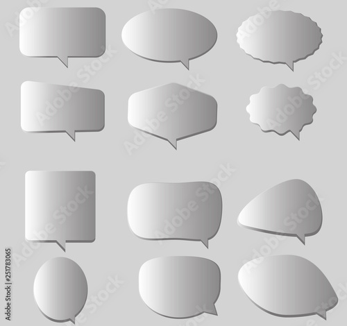 white and blank retro speech bubbles on gray background. speech bubble set for your web site design, logo, app, UI. set of abstract white speech bubbles.