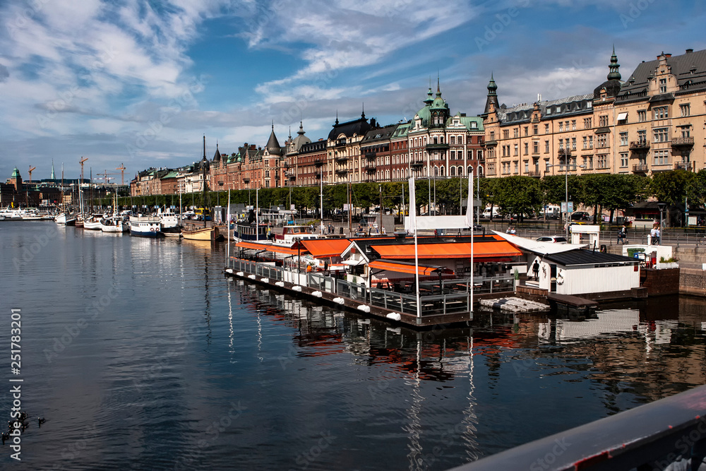 Fototapeta premium Norway, Stockholm, Beautiful panorama of Stockholm from the river in summer.
