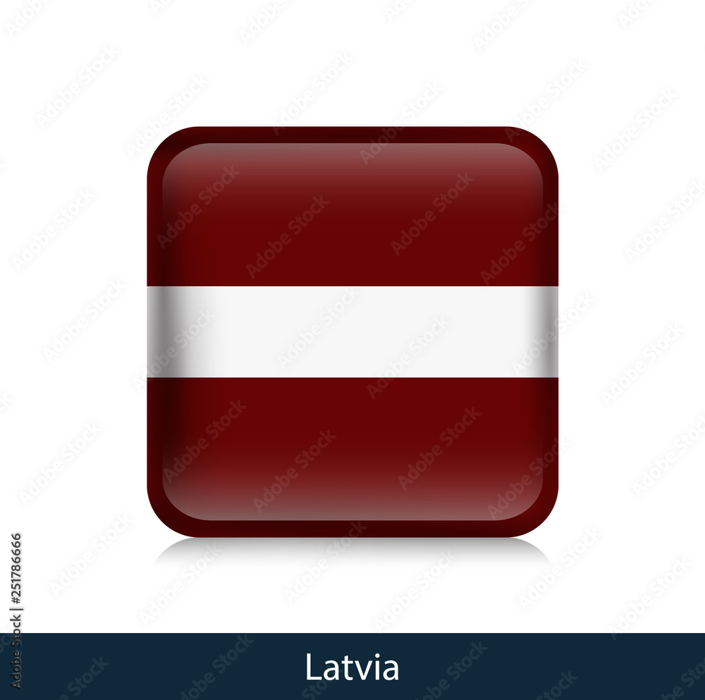 Flag of Latvia. Square glossy badge Flag of Latvia. Square glossy badge