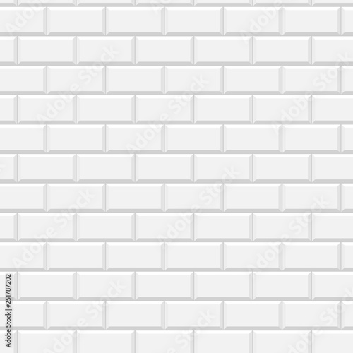 White glossy subway tiles wall seamless pattern, vector