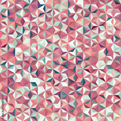 Background of pastel pink, white geometric shapes. Seamless mosaic pattern. Vector illustration