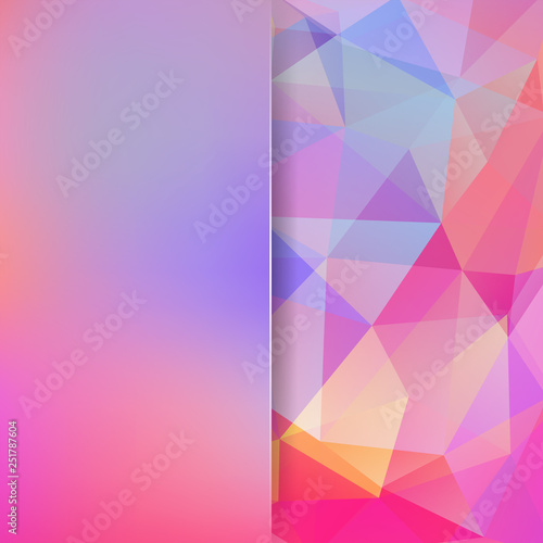 Background of pink, yellow, blue geometric shapes. Blur background with glass. Colorful mosaic pattern. Vector EPS 10. Vector illustration