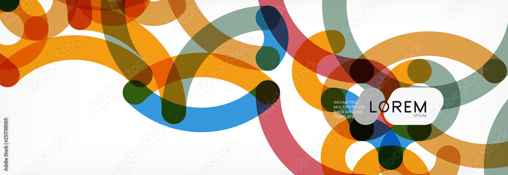 Obraz premium Curly lines abstract background, color overlapping linear texture