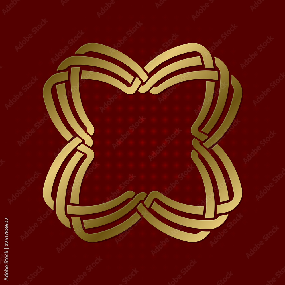 Sacred geometric symbol of four petals plexus. Golden mandala logo frame. Sacred geometric symbol of four petals plexus. Golden mandala logo frame.