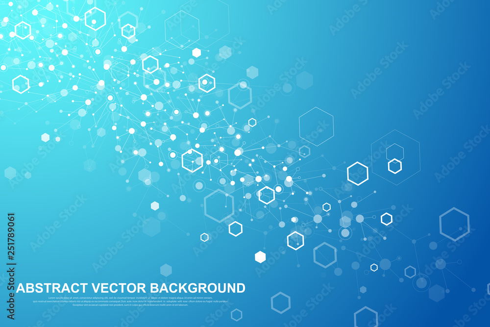 Abstract hexagonal background. Futuristic technology background in science style. Graphic hex background for your design. Vector illustration