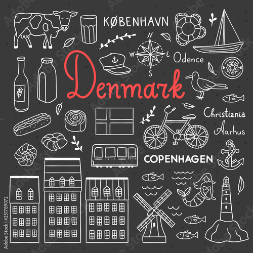 Photography Denmark hand drawn icons