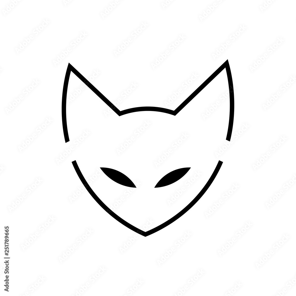 Cat ninja illustration vector. Japan cat fox logo, icon Stock