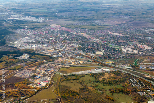 Aerial View of Lisbon from plane or drone, Portugal