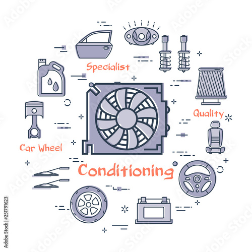 Vector linear round banner of conditioning
