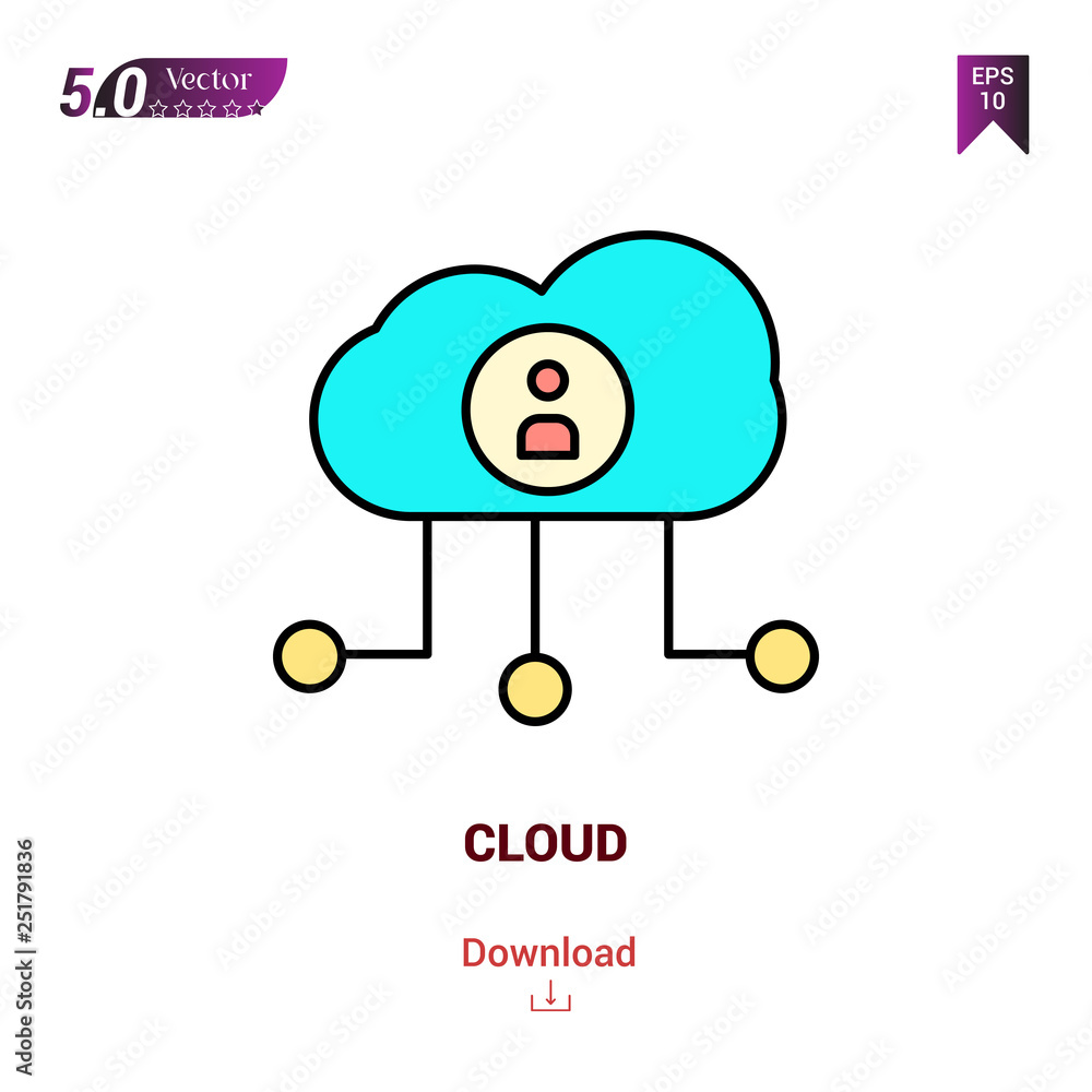 Outline CLOUD icon isolated on white background. Line pictogram. Graphic design, mobile application, logo, user interface. Editable stroke. EPS10 format vector illustration