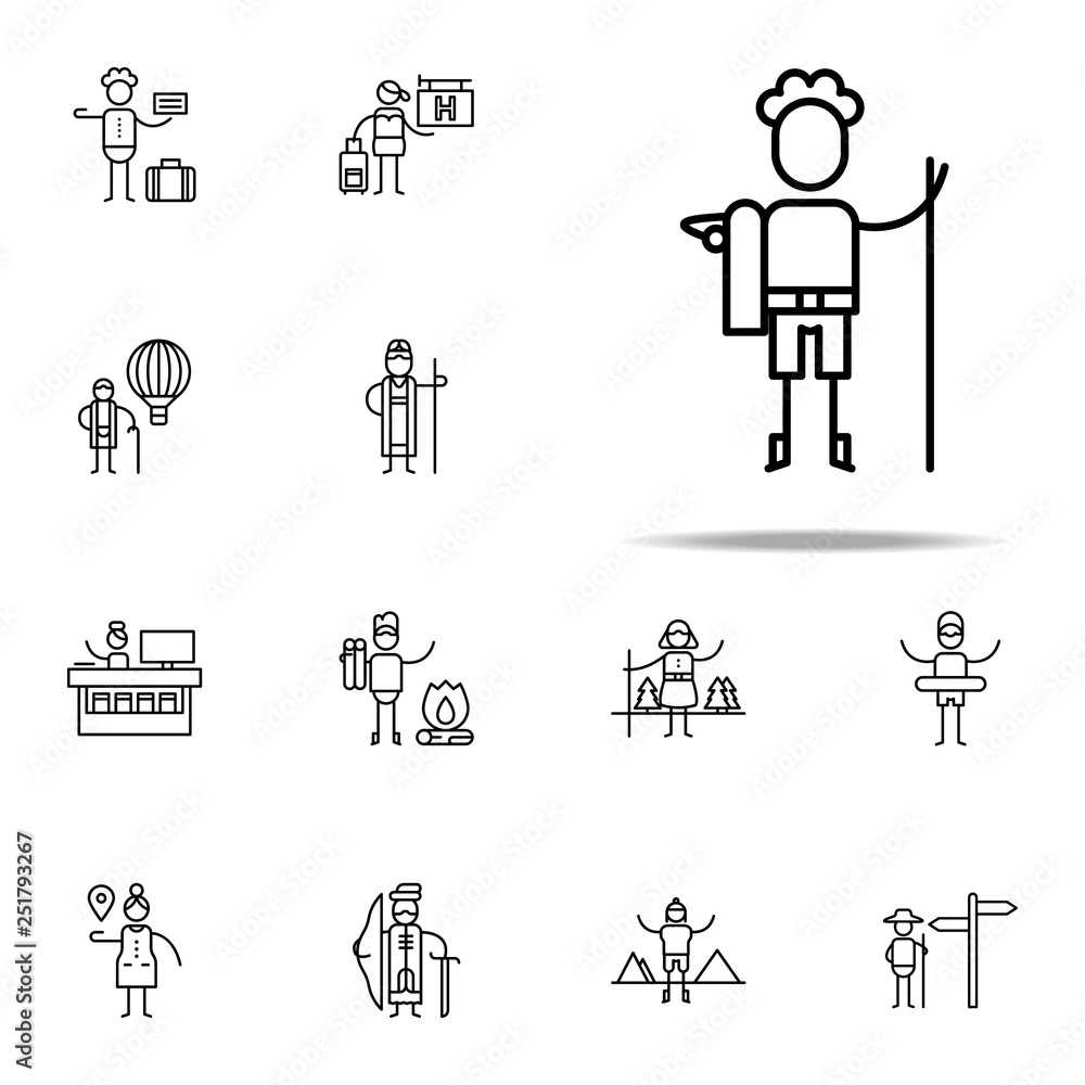 Hiker, boy icon. Travel icons universal set for web and mobile Hiker, boy icon. Travel icons universal set for web and mobile
