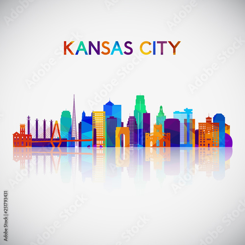 Kansas City skyline silhouette in colorful geometric style. Symbol for your design. Vector illustration.