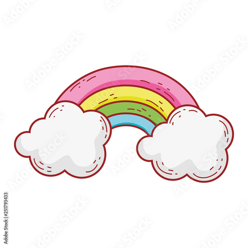 cute rainbow with clouds