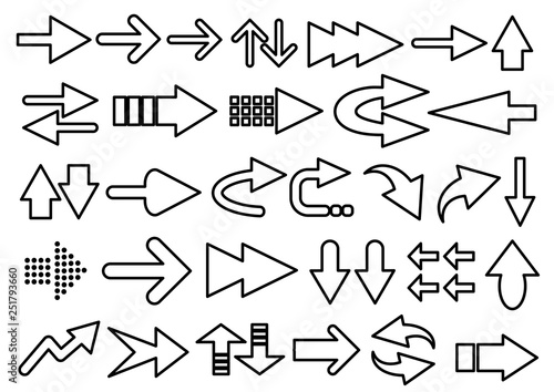 Vector set of arrow shapes isolated on white...
