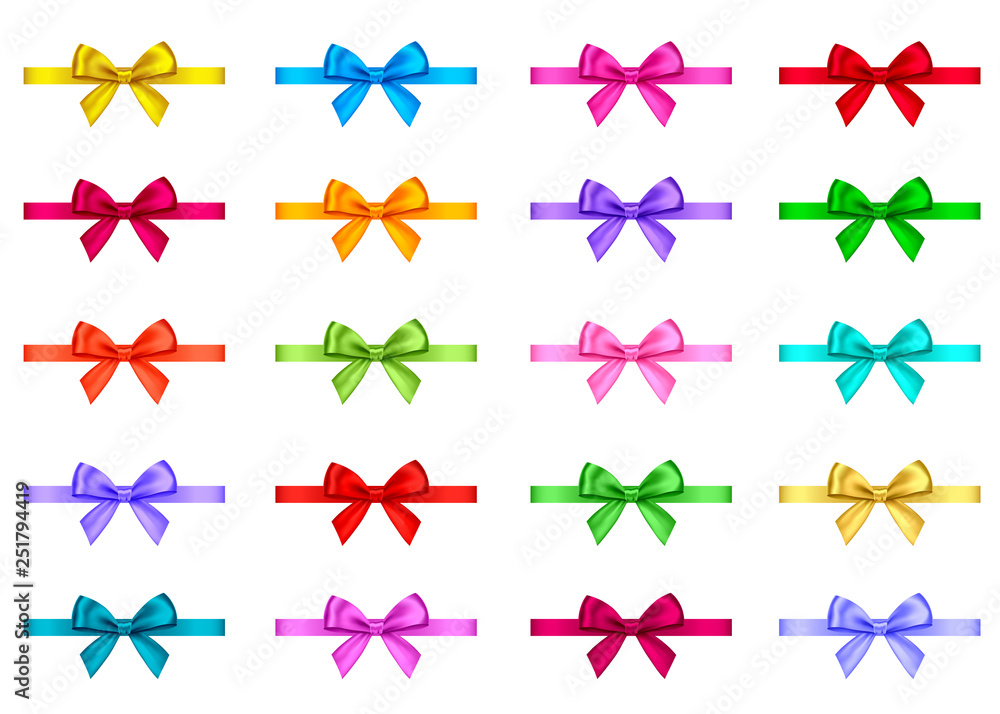Obraz premium Decorative gift ribbon and bow isolated on white background.