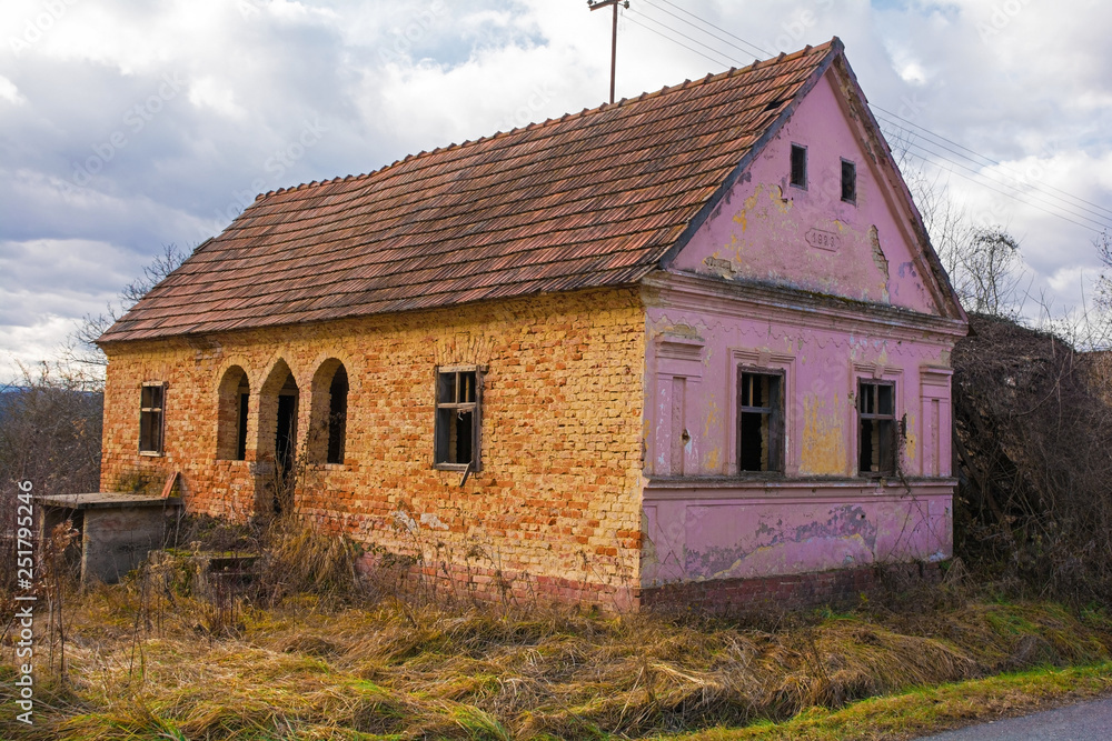 Fototapeta premium Donje Kusonje, an abandoned village in Virovitica-Podravina County, Slavonia, eastern Croatia