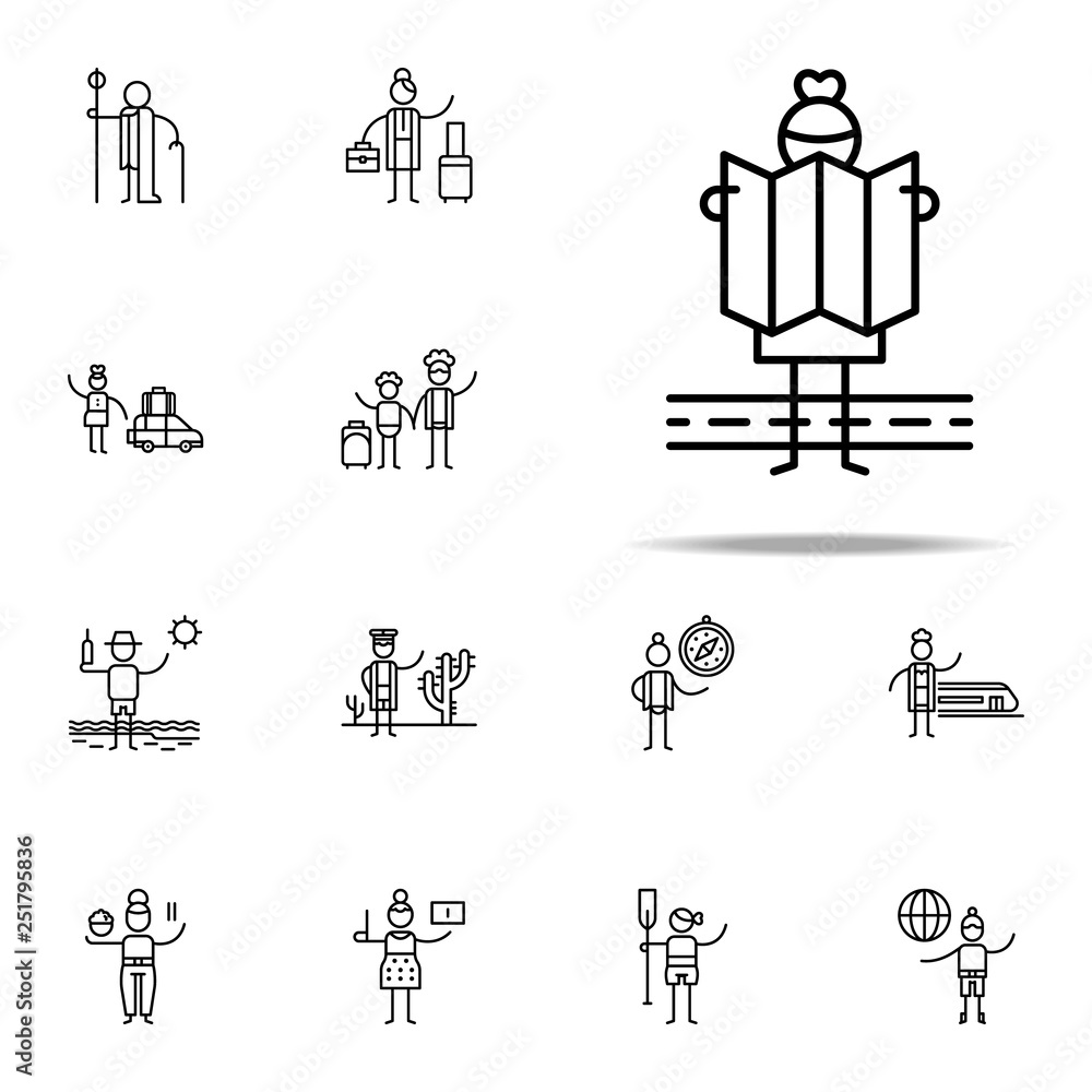 Fototapeta premium Tourist, map icon. Travel icons universal set for web and mobile