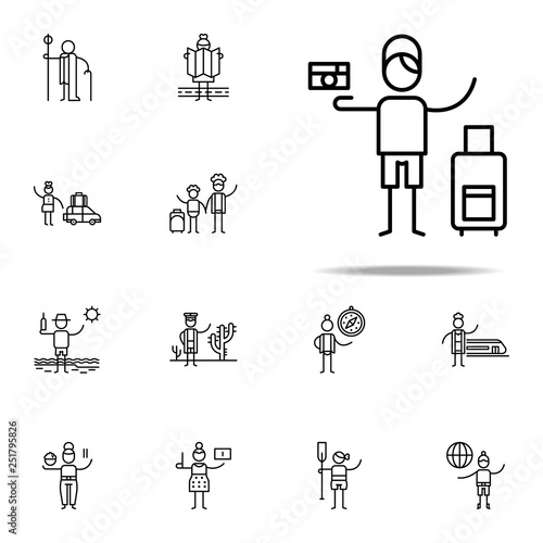 Tourist, man, camera icon. Travel icons universal set for web and mobile
