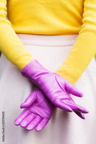 Beautiful women's stylish fuchsia gloves