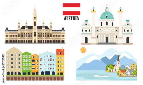 Austria with traditional symbols of architecture