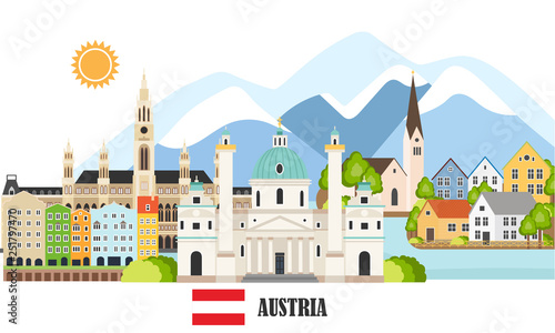 Cityscape with austrian landmarks