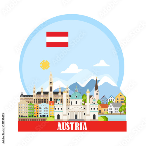 Cityscape with austrian landmarks