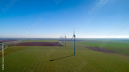Wind turbines in the fields, Le Langon, France
