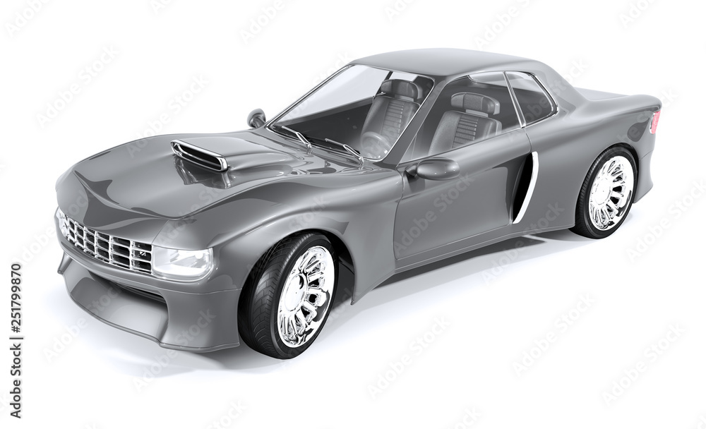 Muscle car. 3d illustration isolated on white.