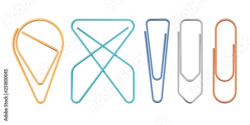 Paper Clips Of Various Sapes Vector Illustration.