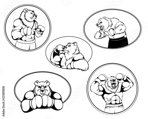 Set of boxer bear logos