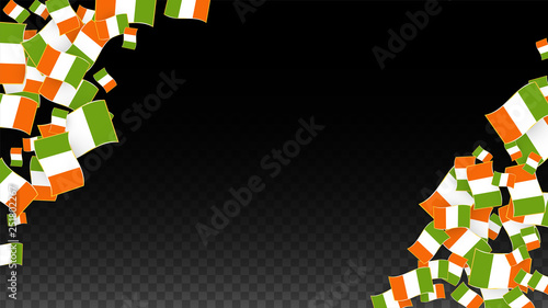 Vector Irish National Background. Saint Patrick Day Poster for Pub Party. 17 March Symbol Illustration.  Flag of Ireland. Eire Banner about Tourism. Eire Island. Celtic Flag. Tourist Dublin Post Card.