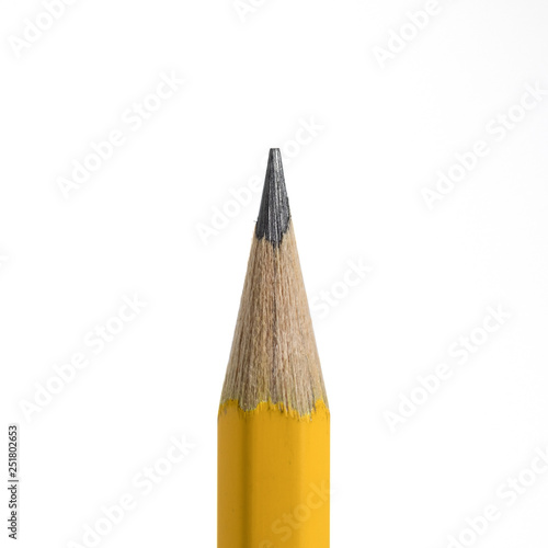 yellow pencil tip close up isolated on white background with clipping path.