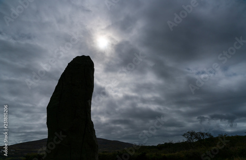 Ogham Stone, Derrynane House and National Park, Caherdaniel, Ring of Kerry Trail, Iveragh Peninsula, County Kerry, Ireland, Europe