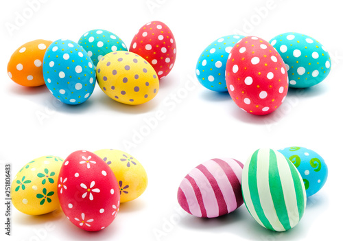 Collection of photos perfect colorful handmade easter eggs