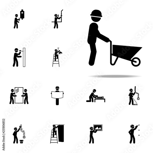 worker with a construction cart icon. Construction People icons universal set for web and mobile