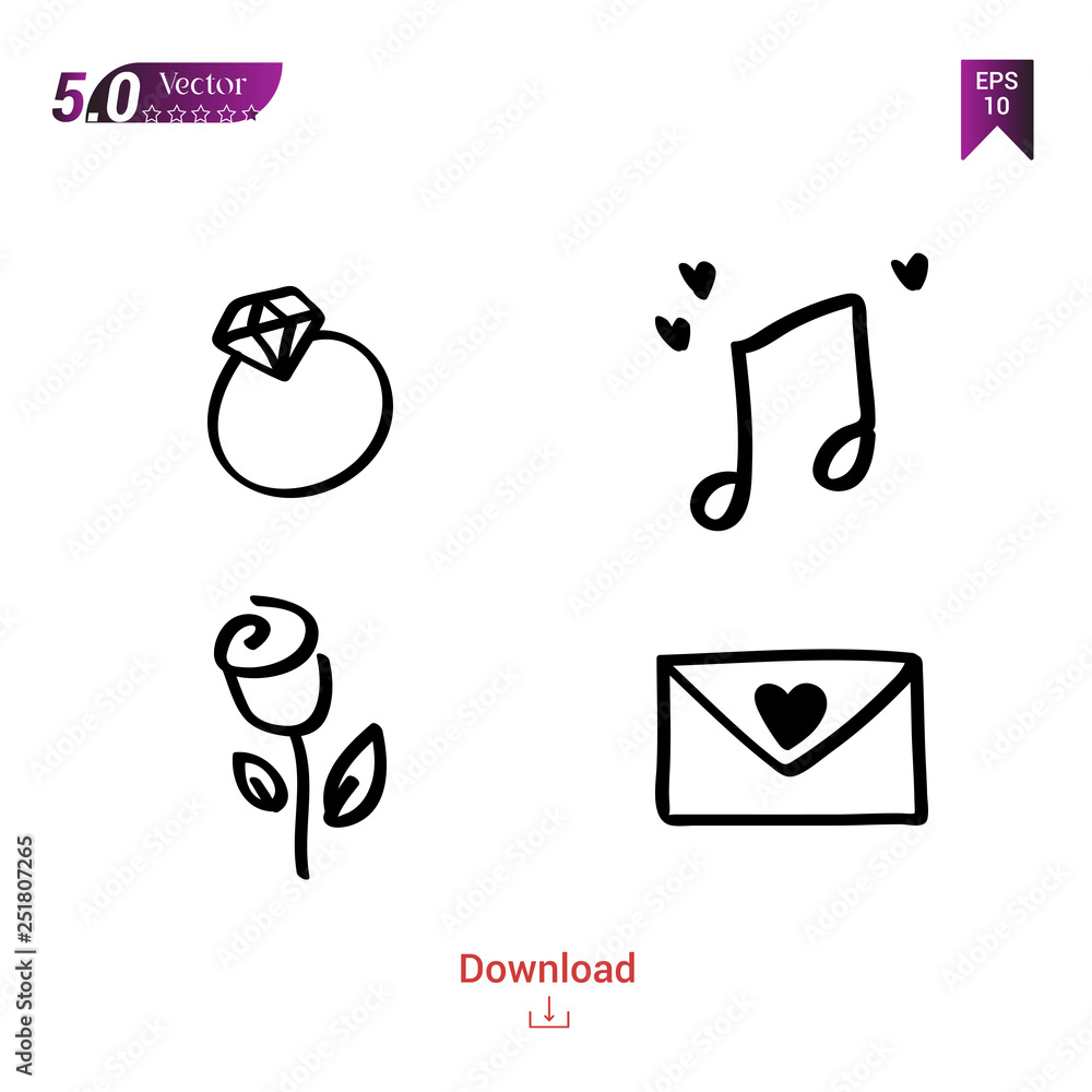 ICON SET FOR VALENTINE,S DAY isolated on white background. Line pictogram. Graphic design, mobile application, logo, user interface. Editable stroke. EPS10 format vector illustration
