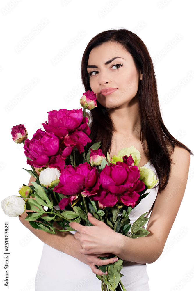 Portrait of a woman with a bouquet Portrait of a woman with a bouquet